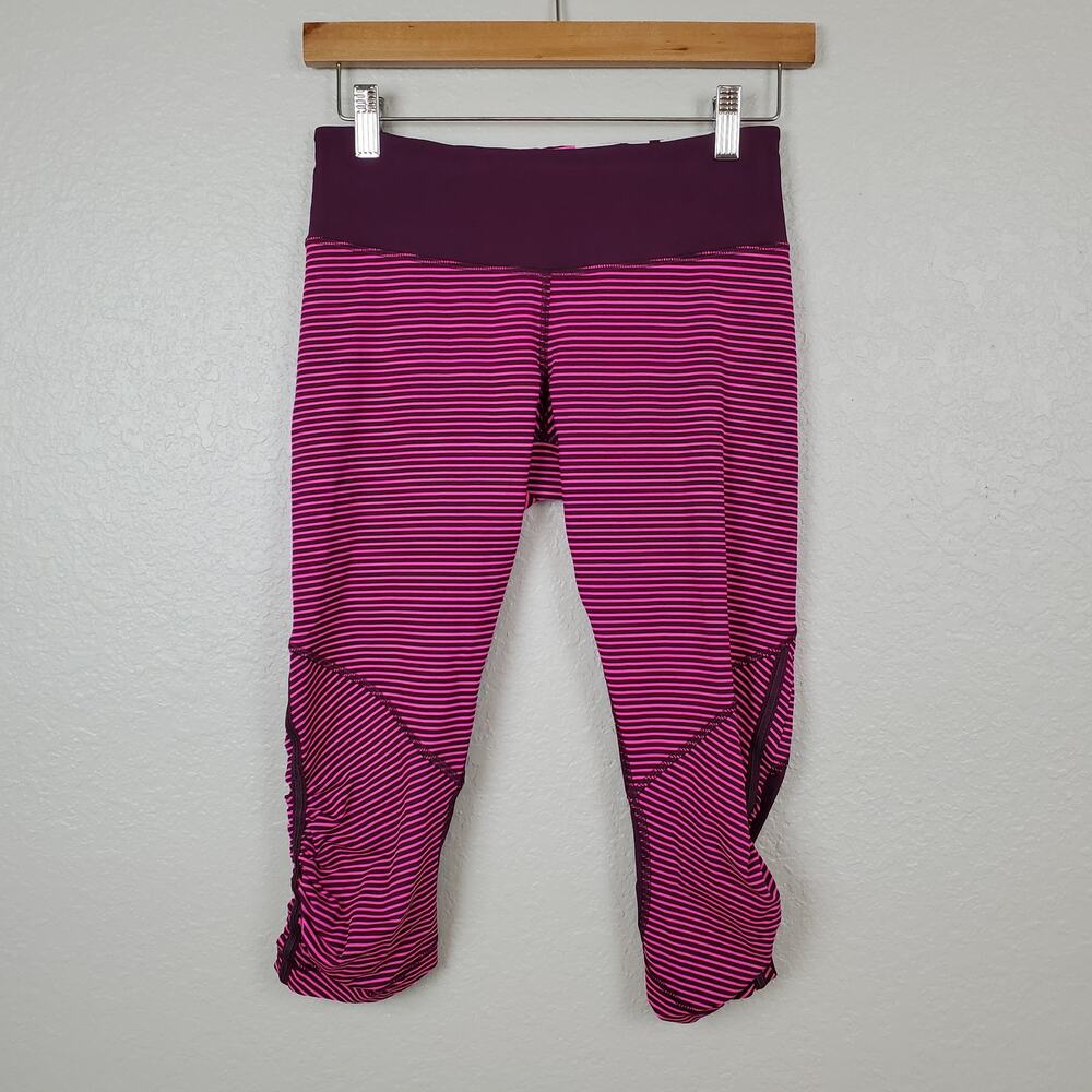 Lululemon Run For Your Life Crop Womens Size 8? Hyper Stripe Raspberry Glo Light
